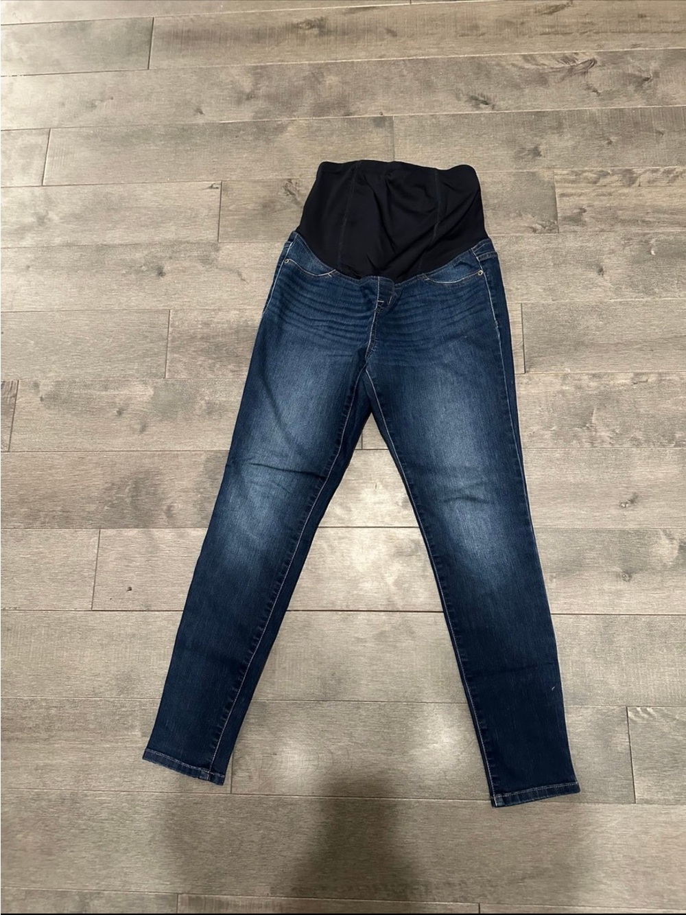 Isabel Maternity by Ingrid & Isabel Dark Blue Denim Jeggings with Black Overband